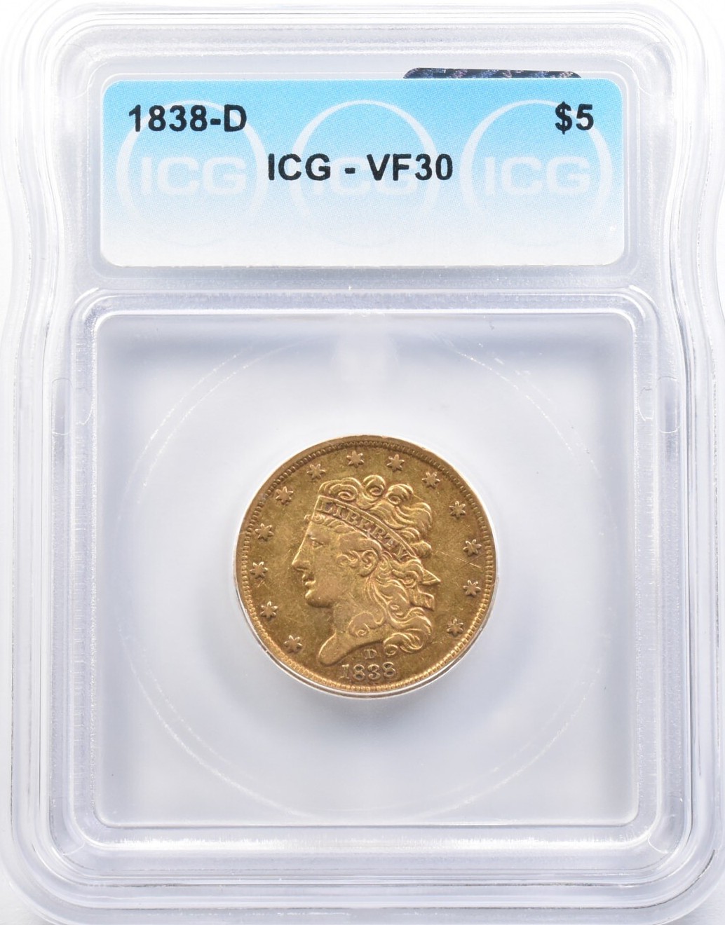 1838-D-$5-Classic-Head-First-Year-Dahlonega-Mint-Half-Eagle
